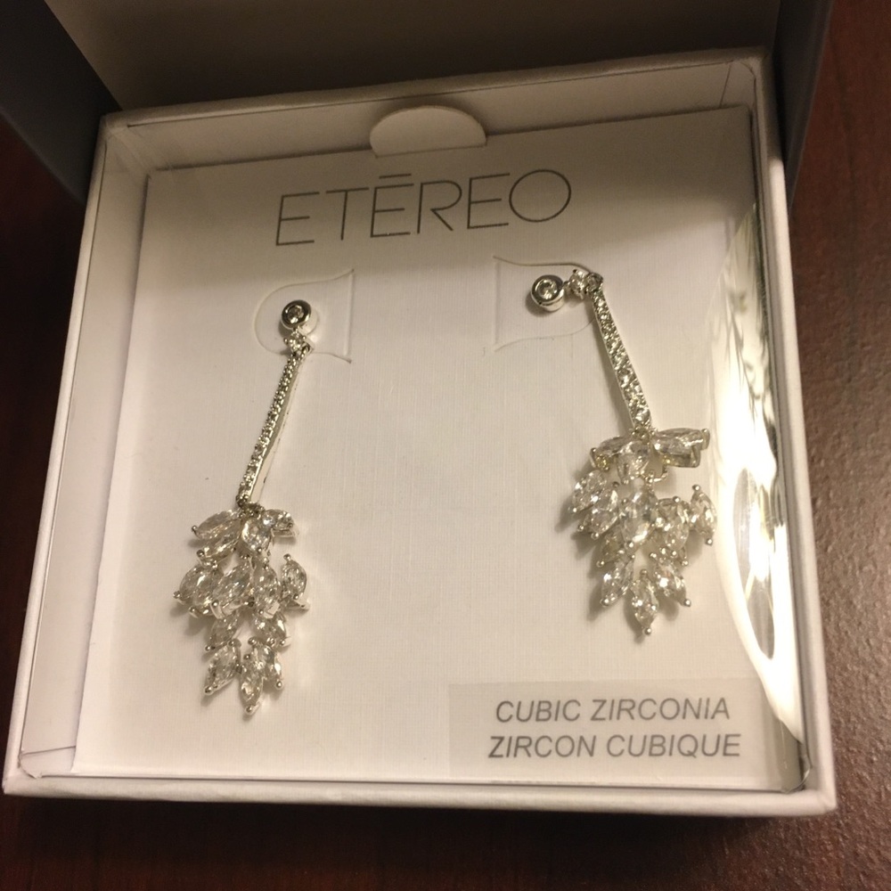 Silver Chandelier Earrings with Cubic Zirconia